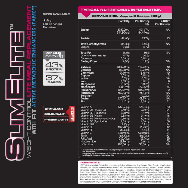 FiT Slim Elite Lite Meal Replacement Formula 1.2kg