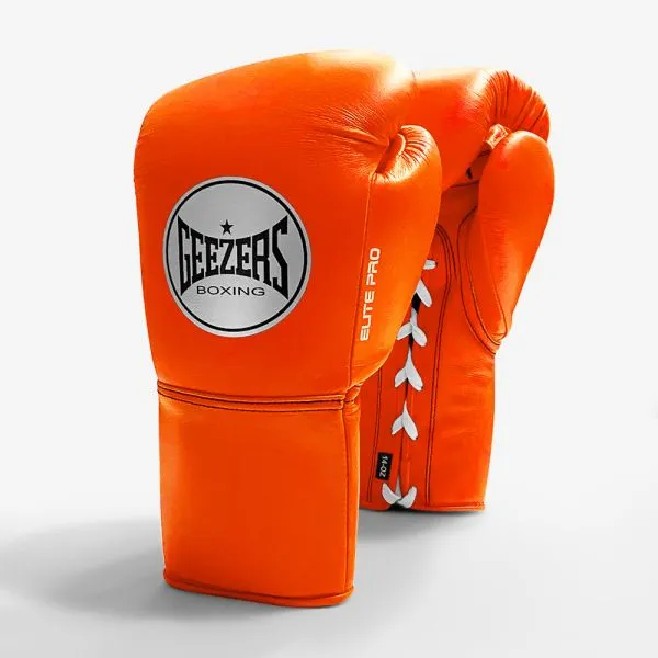 Geezers Elite Pro Training/Sparring Gloves 2.0 Lace - Lumi Orange