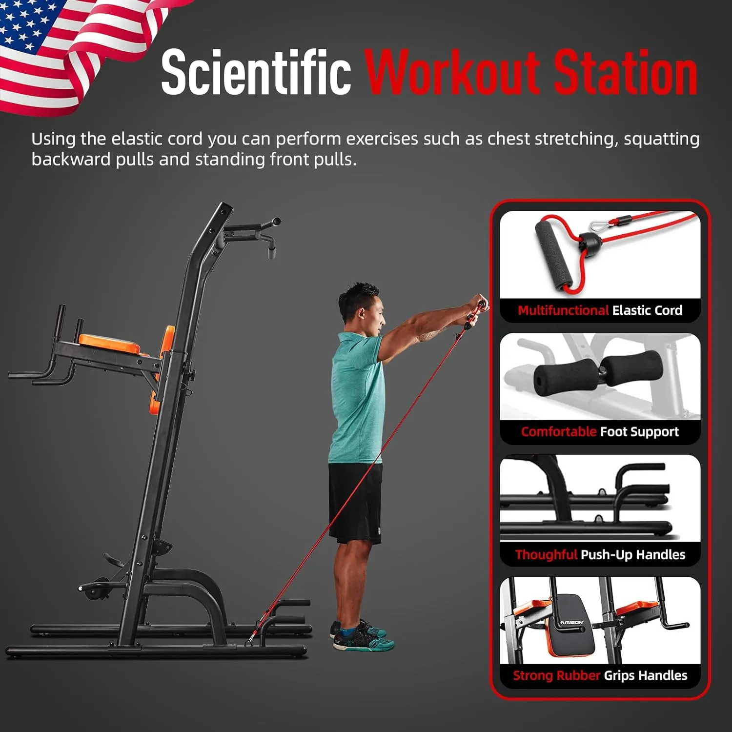 Harison HR-408 VKR Power Tower with Foldable Bench
