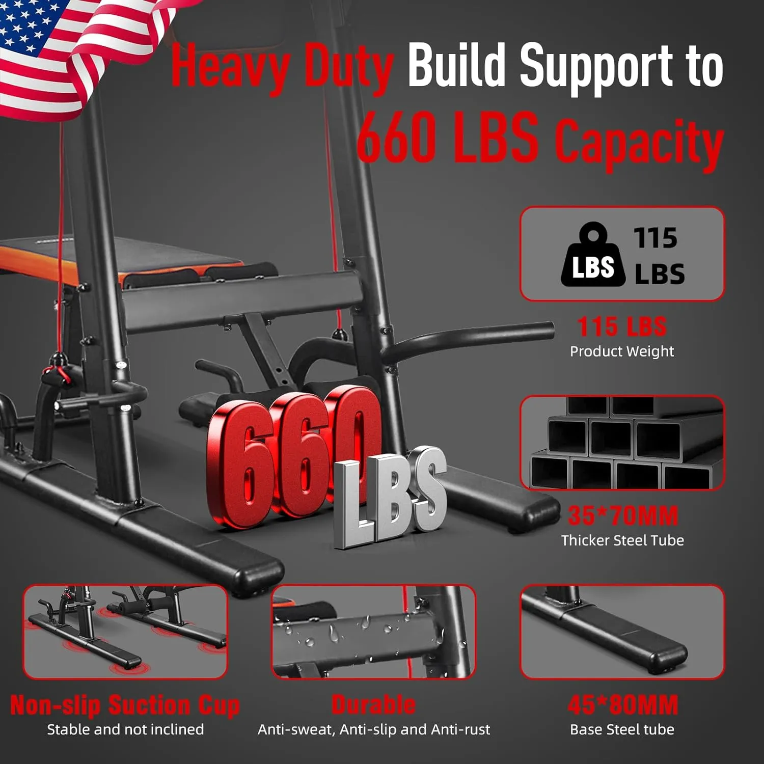 Harison HR-408 VKR Power Tower with Foldable Bench