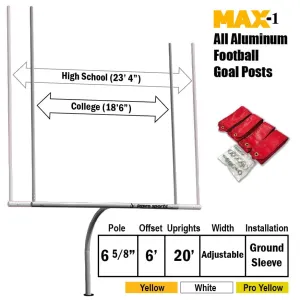 Jaypro Max-1 Football Goal Posts 20' Uprights 6' Offset (Semi-Permanent)