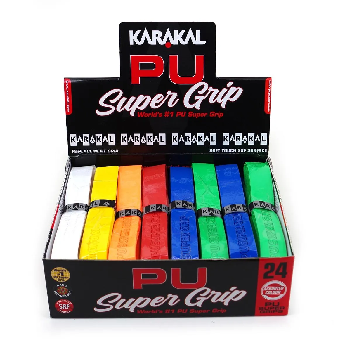 Karakal Assorted Colour PU Super Replacement Grip - 24 pack
