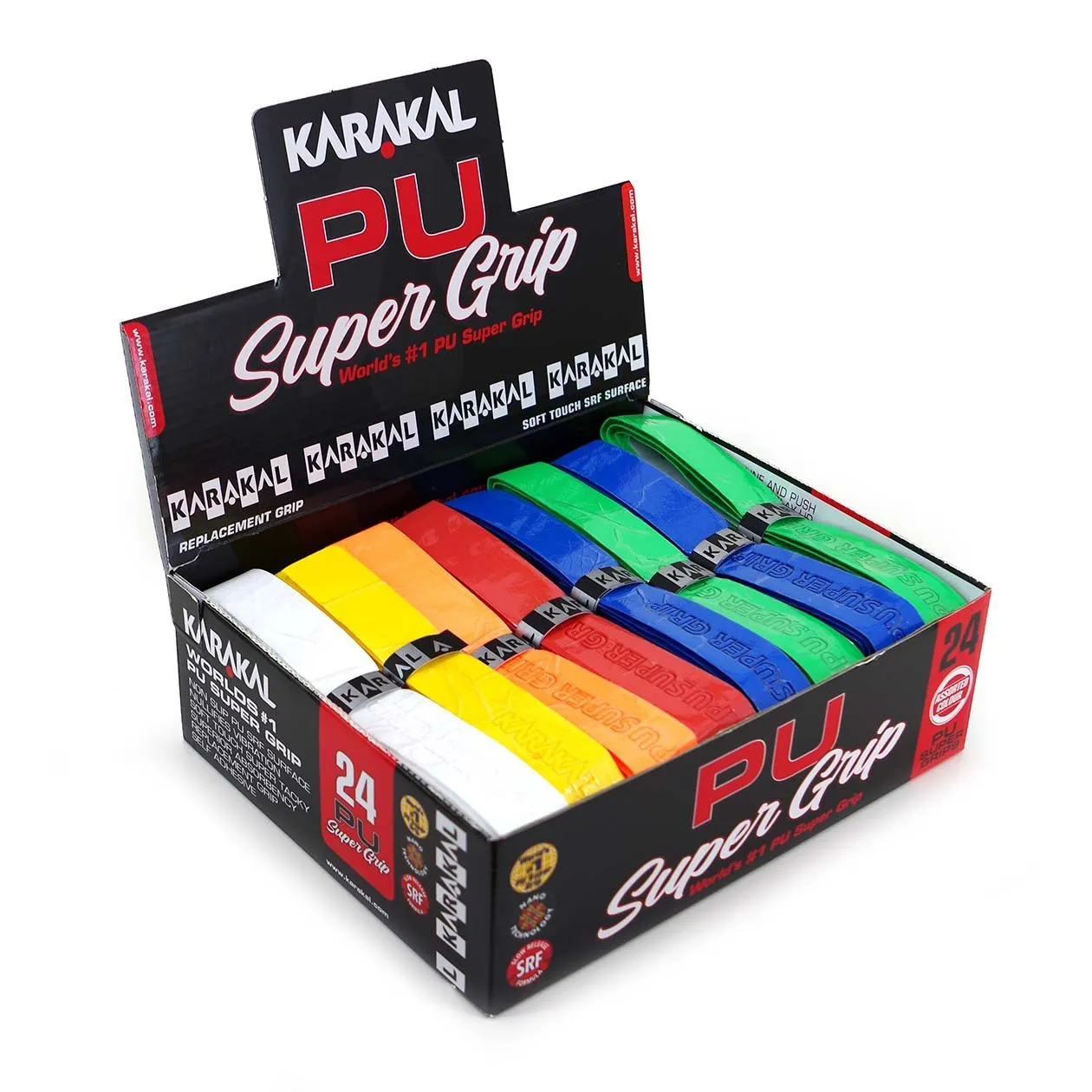 Karakal Assorted Colour PU Super Replacement Grip - 24 pack
