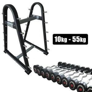 Muscle Motion Fixed Curl Barbell And Rack Package 10kg-55kg