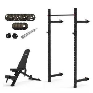 Muscle Motion Valor Wall Mounted Folding Squat Rack Package