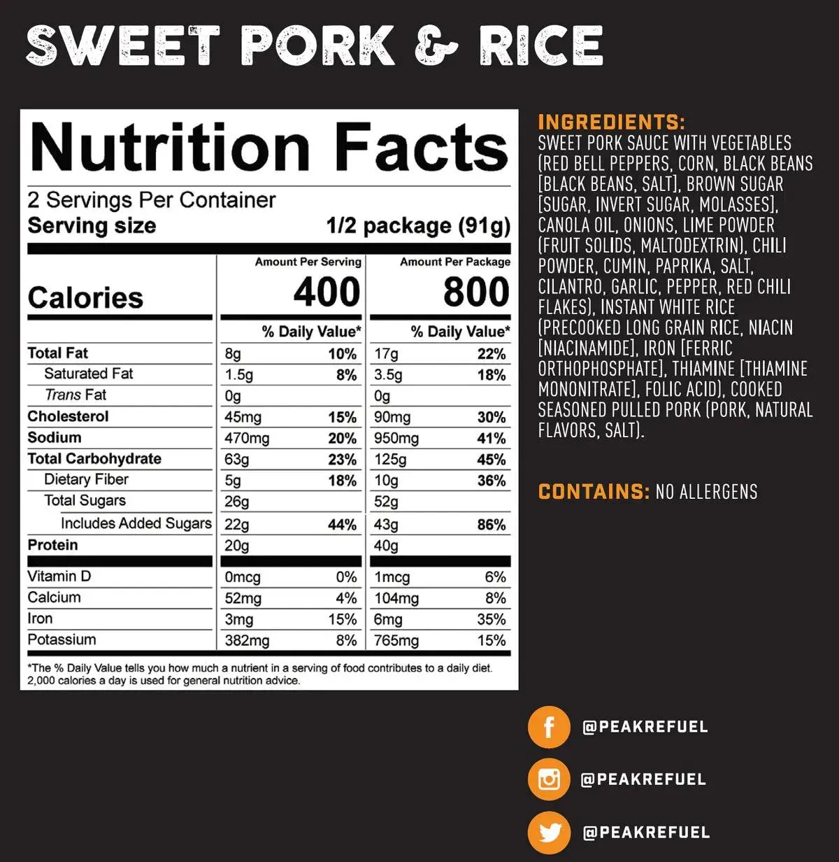 Peak Refuel | Sweet Pork & Rice