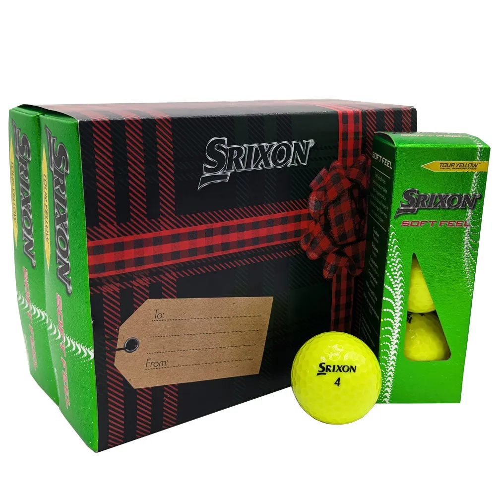 Srixon Soft Feel Golf Balls - Yellow - Festive Double Dozen