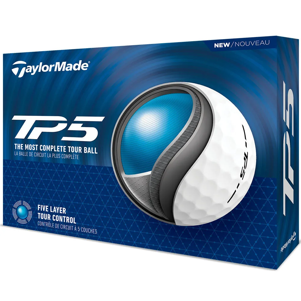 TaylorMade TP5 Golf Balls - White - 12 Pack Personalised Text