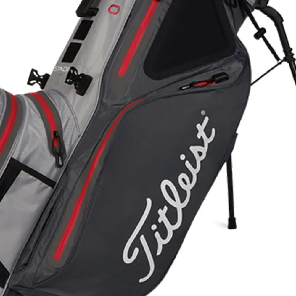 Titleist Hybrid 14 StaDry Waterproof Stand Bag - Charcoal/Grey/Red