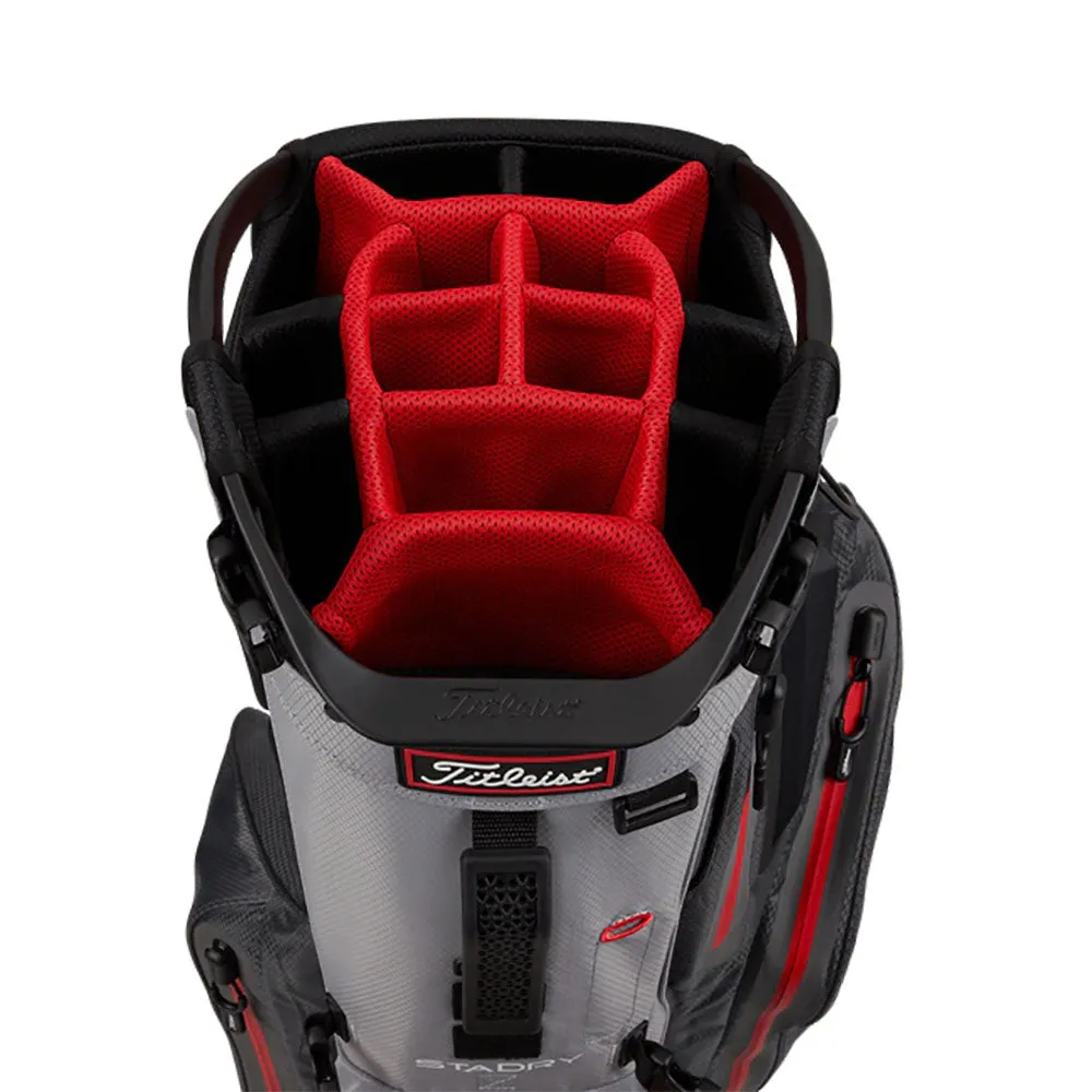 Titleist Hybrid 14 StaDry Waterproof Stand Bag - Charcoal/Grey/Red